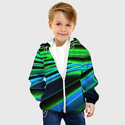 Куртка с капюшоном детская Green black abstract, цвет: 3D-белый — фото 2