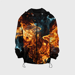 Куртка с капюшоном детская Пламя огня фон, цвет: 3D-черный