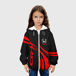 Куртка с капюшоном детская Honda CR-V - красный и карбон, цвет: 3D-белый — фото 2
