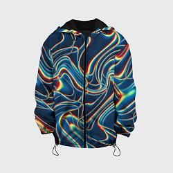 Куртка с капюшоном детская Abstract waves, цвет: 3D-черный