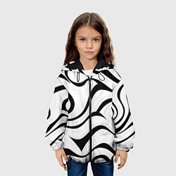 Куртка с капюшоном детская Анималистическая абстракция зебры, цвет: 3D-черный — фото 2