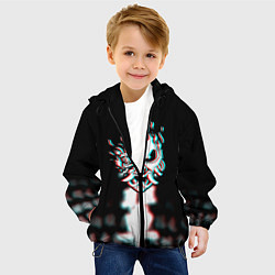 Куртка с капюшоном детская Samurai glitch cyberpunk city, цвет: 3D-черный — фото 2