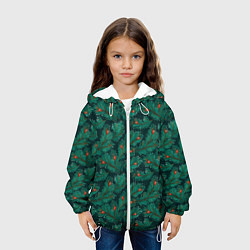Куртка с капюшоном детская Еловые ветки паттерн, цвет: 3D-белый — фото 2