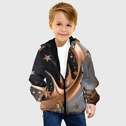Куртка с капюшоном детская Звезды и месяц на черном, цвет: 3D-черный — фото 2