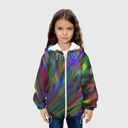 Куртка с капюшоном детская Переливающая радужная галограмма, цвет: 3D-белый — фото 2