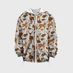 Куртка с капюшоном детская Лесные животные, цвет: 3D-белый