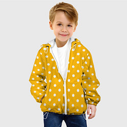 Куртка с капюшоном детская Горчичный в горошек, цвет: 3D-белый — фото 2