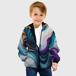 Куртка с капюшоном детская Жидкий цветной узор - нейросеть, цвет: 3D-черный — фото 2