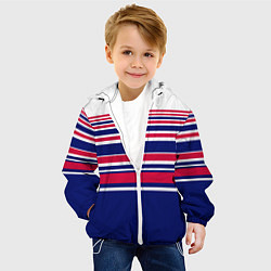 Куртка с капюшоном детская Красные и синие полосы на белом фоне, цвет: 3D-белый — фото 2