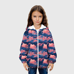 Куртка с капюшоном детская Волшебные сине розовые облока, цвет: 3D-белый — фото 2
