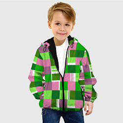 Куртка с капюшоном детская Ретро квадраты ванильные, цвет: 3D-черный — фото 2