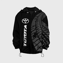 Детская куртка Toyota speed на темном фоне со следами шин: по-вер