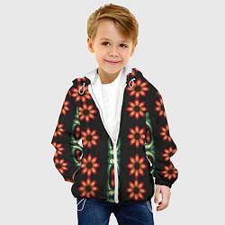 Куртка с капюшоном детская Красочный цветочный орнамент с ромашками, цвет: 3D-белый — фото 2