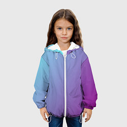 Куртка с капюшоном детская Градиент - слива в небе, цвет: 3D-белый — фото 2