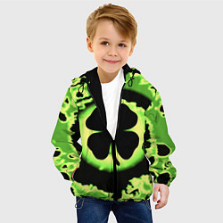 Куртка с капюшоном детская Черный клевер кислотный, цвет: 3D-черный — фото 2
