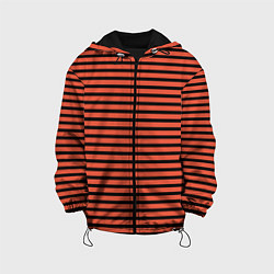 Куртка с капюшоном детская Полосатый красно-оранжевый и чёрный, цвет: 3D-черный