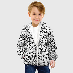 Куртка с капюшоном детская Пятнистый чёрно-белый паттерн, цвет: 3D-белый — фото 2