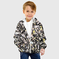 Куртка с капюшоном детская Паттерн деревянная мульча, цвет: 3D-белый — фото 2