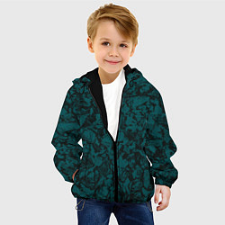 Куртка с капюшоном детская Текстура каменная тёмно-зелёный, цвет: 3D-черный — фото 2