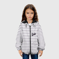 Куртка с капюшоном детская Кен - серые и белые полосы, цвет: 3D-черный — фото 2