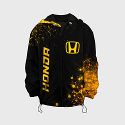 Куртка с капюшоном детская Honda - gold gradient: надпись, символ, цвет: 3D-черный