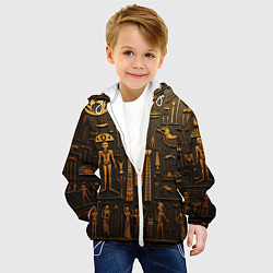 Куртка с капюшоном детская Арт в стиле египетских письмен, цвет: 3D-белый — фото 2
