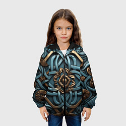 Куртка с капюшоном детская Симметричный орнамент в кельтской стилистике, цвет: 3D-черный — фото 2