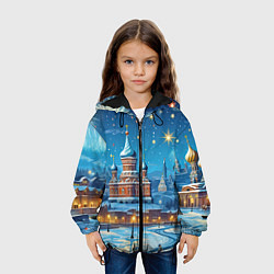 Куртка с капюшоном детская Новогодняя Москва, цвет: 3D-черный — фото 2