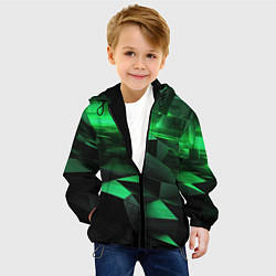 Куртка с капюшоном детская Зеленые квадратные плиты, цвет: 3D-черный — фото 2