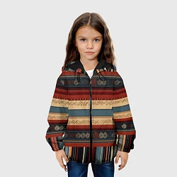 Куртка с капюшоном детская Этнический принт в полоску, цвет: 3D-черный — фото 2