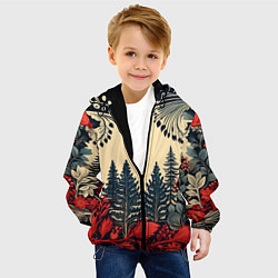 Куртка с капюшоном детская Новогодний лес, цвет: 3D-черный — фото 2
