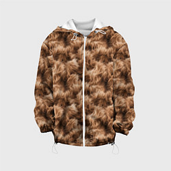 Куртка с капюшоном детская Меховой паттерн коричневый, цвет: 3D-белый