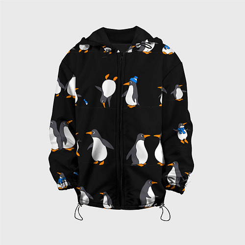 Детская куртка Веселая семья пингвинов / 3D-Черный – фото 1