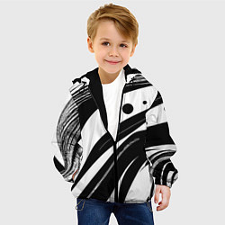 Куртка с капюшоном детская Abstract black and white composition, цвет: 3D-черный — фото 2