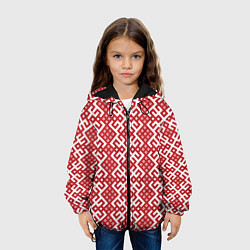 Куртка с капюшоном детская Макошь - славянские обережные узоры, цвет: 3D-черный — фото 2