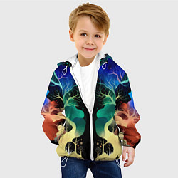 Куртка с капюшоном детская Звёздная ночь в сказочном лесу, цвет: 3D-белый — фото 2