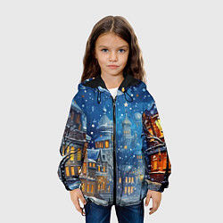 Куртка с капюшоном детская Новогоднее настроение город, цвет: 3D-черный — фото 2