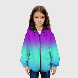 Куртка с капюшоном детская Фиолетовый бирюзовый голубой неоновый градиент, цвет: 3D-черный — фото 2