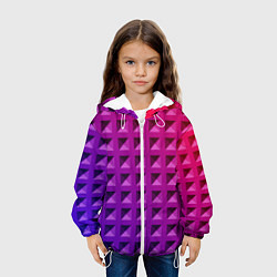 Куртка с капюшоном детская Пластиковые объемные квадраты, цвет: 3D-белый — фото 2