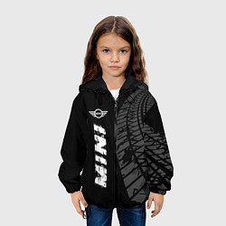 Куртка с капюшоном детская Mini speed на темном фоне со следами шин по-вертик, цвет: 3D-черный — фото 2