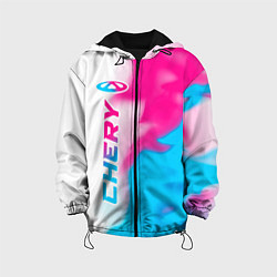 Куртка с капюшоном детская Chery neon gradient style по-вертикали, цвет: 3D-черный