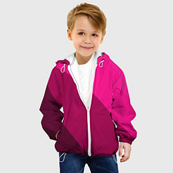 Куртка с капюшоном детская Широкие розовые полосы, цвет: 3D-белый — фото 2