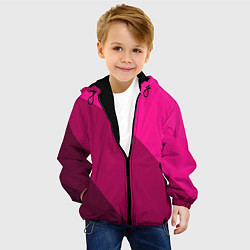 Куртка с капюшоном детская Широкие розовые полосы, цвет: 3D-черный — фото 2