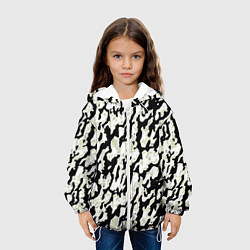 Куртка с капюшоном детская Размытый пятнистый чёрно-белый, цвет: 3D-белый — фото 2