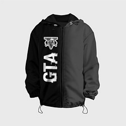Куртка с капюшоном детская GTA glitch на темном фоне по-вертикали, цвет: 3D-черный