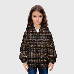 Куртка с капюшоном детская Имитация ткани чёрно-бежевый, цвет: 3D-черный — фото 2