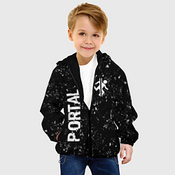 Куртка с капюшоном детская Portal glitch на темном фоне вертикально, цвет: 3D-черный — фото 2
