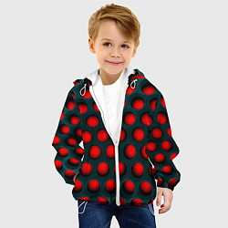 Куртка с капюшоном детская Перфорация на красном трипофобия, цвет: 3D-белый — фото 2