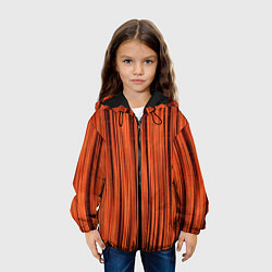 Куртка с капюшоном детская Абстрактные полосы красно-оранжевый, цвет: 3D-черный — фото 2
