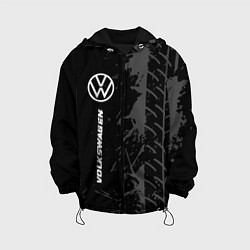 Куртка с капюшоном детская Volkswagen speed на темном фоне со следами шин по-, цвет: 3D-черный